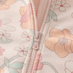 Dave&Bella Girls Autumn Cotton Outdoor Sweet Floral Print Hooded Coat Pants Set