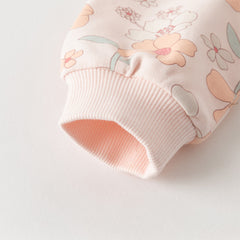 Dave&Bella Girls Autumn Cotton Outdoor Sweet Floral Print Hooded Coat Pants Set