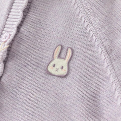 Dave&Bella Toddler Girls Autumn Purple Sweet Rabbit Print Hooded Knit Coats