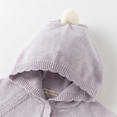 Dave&Bella Toddler Girls Autumn Purple Sweet Rabbit Print Hooded Knit Coats