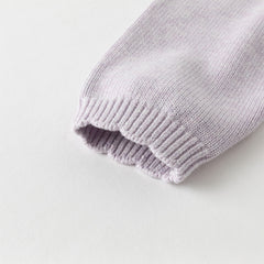 Dave&Bella Toddler Girls Autumn Purple Sweet Rabbit Print Hooded Knit Coats