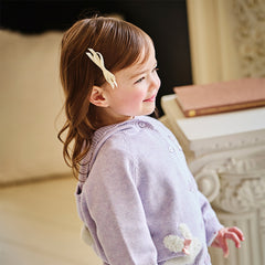 Dave&Bella Toddler Girls Autumn Purple Sweet Rabbit Print Hooded Knit Coats