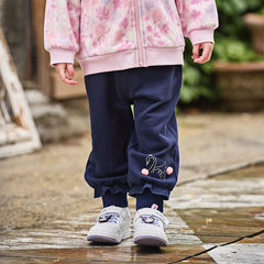 Dave&Bella Toddler Girls Autumn Navy Blue Cotton Drawstring Sports Loose Sweatpants