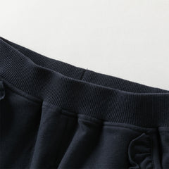 Dave&Bella Toddler Girls Autumn Navy Blue Cotton Drawstring Sports Loose Sweatpants