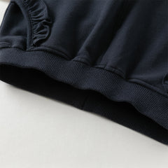 Dave&Bella Toddler Girls Autumn Navy Blue Cotton Drawstring Sports Loose Sweatpants