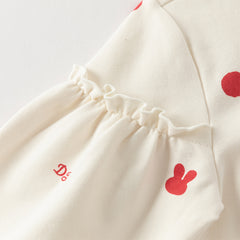 Dave&Bella Girls Autumn Cotton Beige Print T-shirt Pants Two Piece Outfits Set