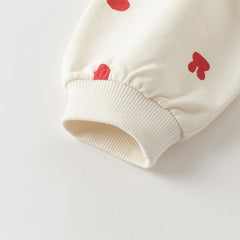 Dave&Bella Girls Autumn Cotton Beige Print T-shirt Pants Two Piece Outfits Set