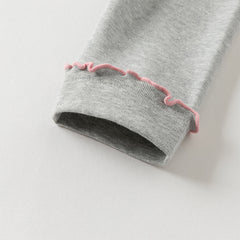 Dave&Bella Girls Autumn Cotton Beige Print T-shirt Pants Two Piece Outfits Set