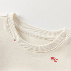 Dave&Bella Girls Autumn Cotton Beige Print T-shirt Pants Two Piece Outfits Set