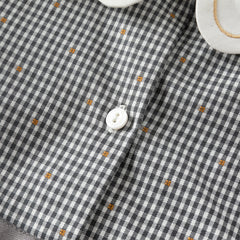 Dave&Bella Girls Autumn Cotton Sweet Grey Plaid A-line Princess Dress(wallet bag)