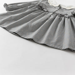 Dave&Bella Girls Autumn Cotton Sweet Grey Plaid A-line Princess Dress(wallet bag)