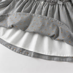 Dave&Bella Girls Autumn Cotton Sweet Grey Plaid A-line Princess Dress(wallet bag)