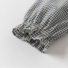 Dave&Bella Girls Autumn Cotton Sweet Grey Plaid A-line Princess Dress(wallet bag)