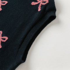 Dave&Bella Toddler Girls Autumn Navy Blue Cotton Sleeveless Elaborate Vests Tops