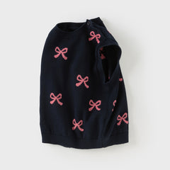 Dave&Bella Toddler Girls Autumn Navy Blue Cotton Sleeveless Elaborate Vests Tops