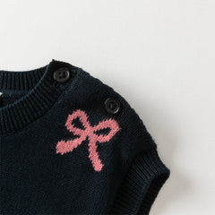 Dave&Bella Toddler Girls Autumn Navy Blue Cotton Sleeveless Elaborate Vests Tops