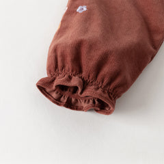 Dave&Bella Toddler Girls Autumn Brown Red Cotton Shirts Tops