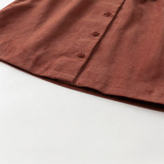 Dave&Bella Toddler Girls Autumn Brown Red Cotton Shirts Tops