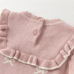 Dave&Bella Toddler Girls Autumn Noble Pink Mesh Sweater A-line Princess Dress