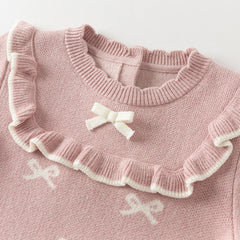 Dave&Bella Toddler Girls Autumn Noble Pink Mesh Sweater A-line Princess Dress