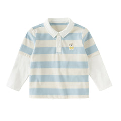 Dave&Bella Boys Autumn Cotton Blue Striped Gentle Polo Collar Toddler Shirts Tops