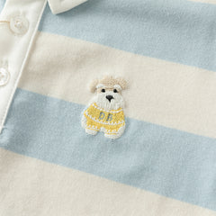 Dave&Bella Boys Autumn Cotton Blue Striped Gentle Polo Collar Toddler Shirts Tops