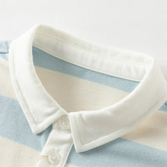 Dave&Bella Boys Autumn Cotton Blue Striped Gentle Polo Collar Toddler Shirts Tops