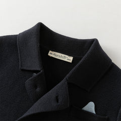 Dave&Bella Toddler Boys Winter Cool Navy Blue Cotton Outwear Versatile Sweater Coats