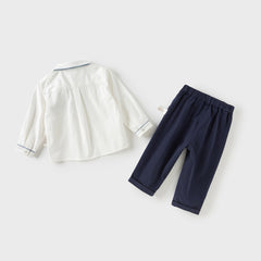 Dave&Bella Boys Autumn Cotton Formal College Style Shirt Pant Set