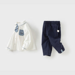 Dave&Bella Boys Autumn Cotton Formal College Style Shirt Pant Set