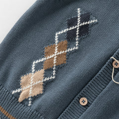 Dave&Bella Toddler Boys Autumn Grey Blue Cotton V-collar Vests Tops