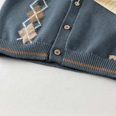 Dave&Bella Toddler Boys Autumn Grey Blue Cotton V-collar Vests Tops