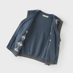 Dave&Bella Toddler Boys Autumn Grey Blue Cotton V-collar Vests Tops