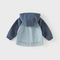 Dave&Bella Kids Girls/Boys Autumn Sea Blue/Purple Pink Outdoor Hooded Fleece Coat