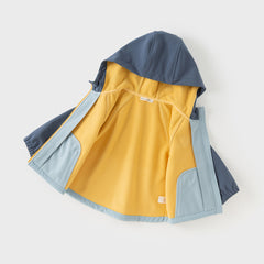 Dave&Bella Kids Girls/Boys Autumn Sea Blue/Purple Pink Outdoor Hooded Fleece Coat