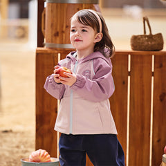 Dave&Bella Kids Girls/Boys Autumn Sea Blue/Purple Pink Outdoor Hooded Fleece Coat