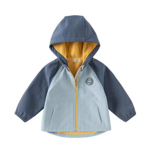Dave&Bella Kids Girls/Boys Autumn Sea Blue/Purple Pink Outdoor Hooded Fleece Coat
