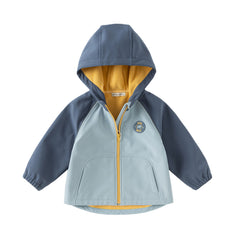 Dave&Bella Kids Girls/Boys Autumn Sea Blue/Purple Pink Outdoor Hooded Fleece Coat