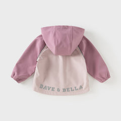 Dave&Bella Kids Girls/Boys Autumn Sea Blue/Purple Pink Outdoor Hooded Fleece Coat
