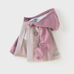 Dave&Bella Kids Girls/Boys Autumn Sea Blue/Purple Pink Outdoor Hooded Fleece Coat