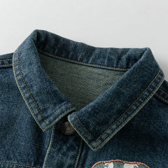 Dave&Bella Boys Autumn Cotton Denim Blue Casual Long Sleeve Jacket Coat