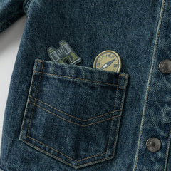 Dave&Bella Boys Autumn Cotton Denim Blue Casual Long Sleeve Jacket Coat