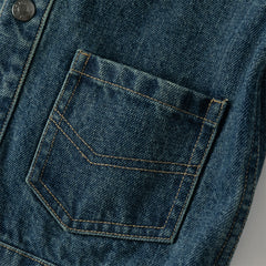 Dave&Bella Boys Autumn Cotton Denim Blue Casual Long Sleeve Jacket Coat