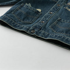 Dave&Bella Boys Autumn Cotton Denim Blue Casual Long Sleeve Jacket Coat