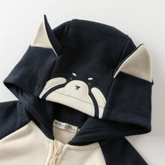 Dave&Bella Boys Autumn Casual Navy Blue Cute Animal Ears Hooded Jacket
