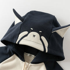 Dave&Bella Boys Autumn Casual Navy Blue Cute Animal Ears Hooded Jacket