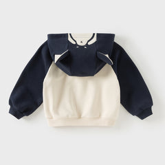 Dave&Bella Boys Autumn Casual Navy Blue Cute Animal Ears Hooded Jacket