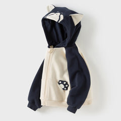 Dave&Bella Boys Autumn Casual Navy Blue Cute Animal Ears Hooded Jacket