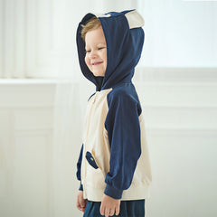 Dave&Bella Boys Autumn Casual Navy Blue Cute Animal Ears Hooded Jacket