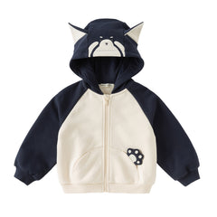 Dave&Bella Boys Autumn Casual Navy Blue Cute Animal Ears Hooded Jacket